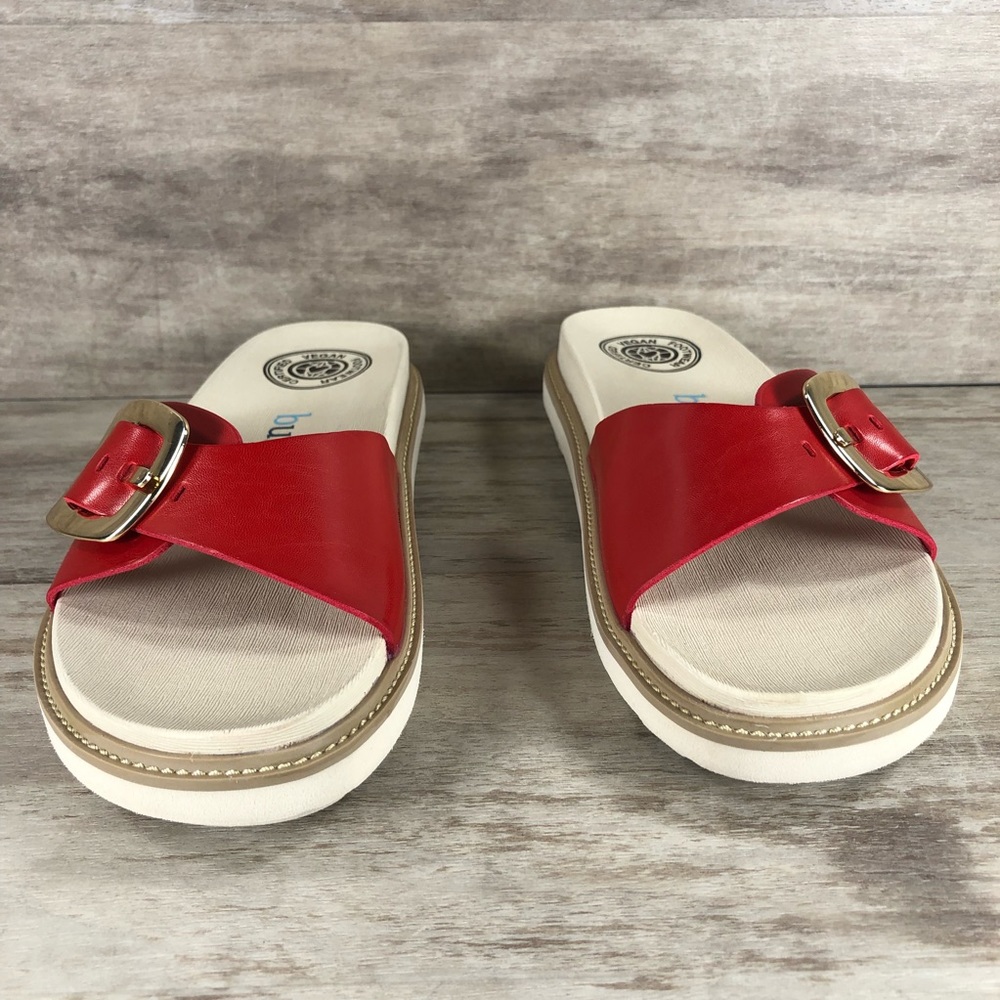 NEW Bussola Pinoye Sandal Certified Vegan Red with Gold Buckle Women 7.5, 8.5, 9 - Picture 3 of 13